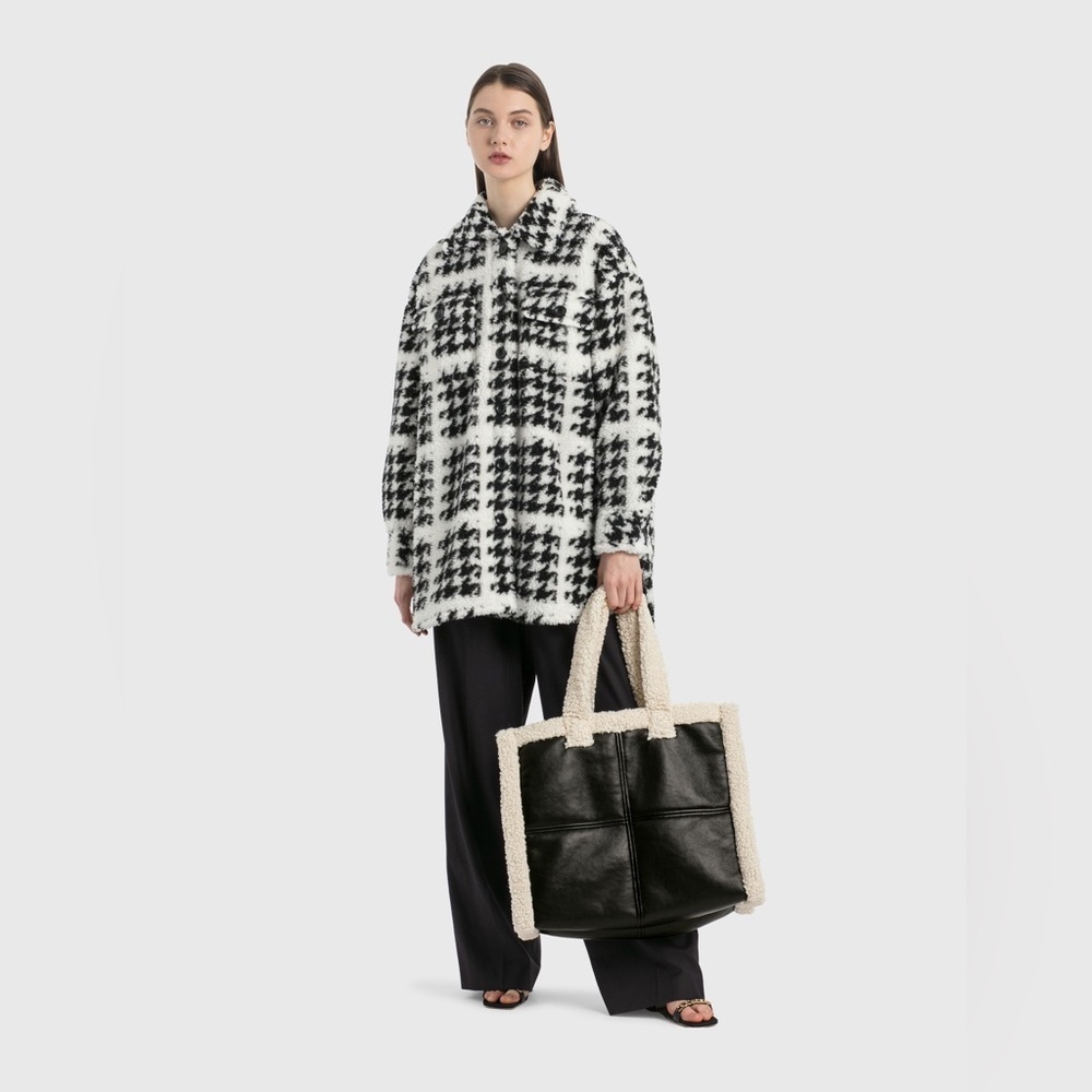 Stand Studio Sabi Jacket Houndstooth Black White Sz36 US4